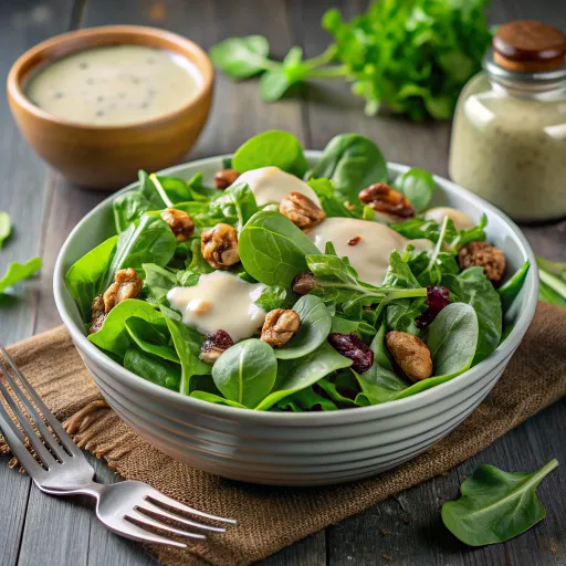 Salad Hijau dengan Dressing Alami Berbahan Dasar Kacang